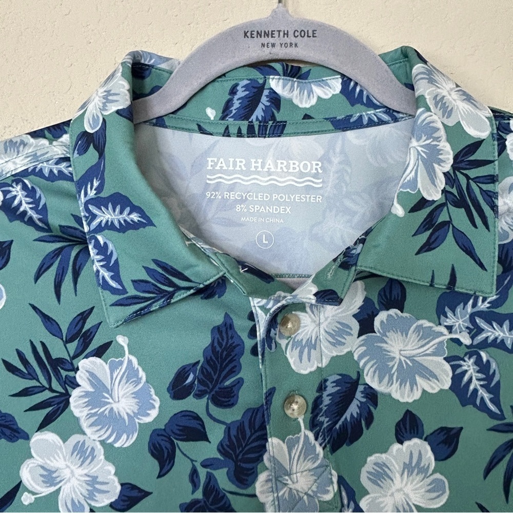 Fair Harbor The Midway Polo | Seapine Floral | Mens Size L - Picture 4 of 7
